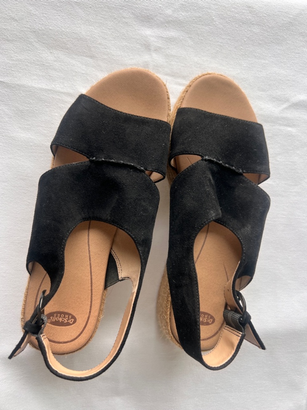 Dr. Scholl's Black Suede Espadrille Wedge Sandals Size 8.5 women’s